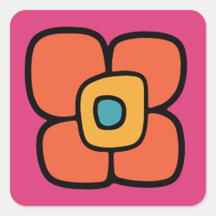 Retro-Frühlingsblüte Quadratischer Aufkleber