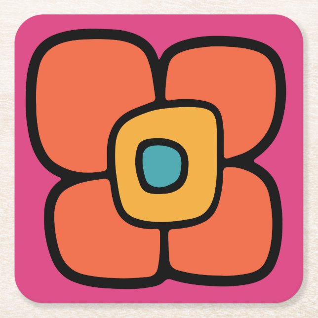 Retro-Frühlingsblüte Rechteckiger Pappuntersetzer (Vorderseite)
