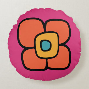 Retro-Frühlingsblüte Rundes Kissen