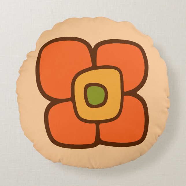 Retro-Frühlingsblüte Rundes Kissen (Vorderseite)