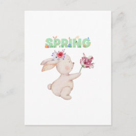 Retro-Frühlingshase mit Tulpen-Grafik-T-Shirt Postkarte