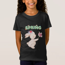 Retro-Frühlingshase mit Tulpen-Grafik-T-Shirt T-Shirt