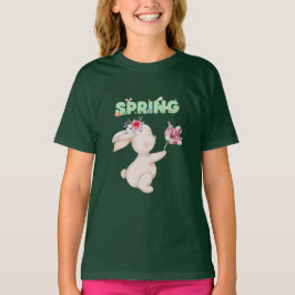 Retro-Frühlingshase mit Tulpen-Grafik-T-Shirt T-Shirt