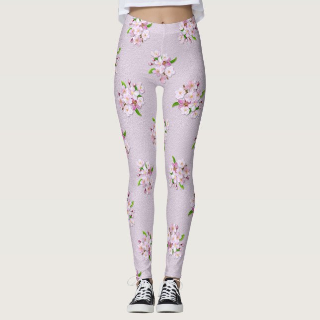 Retro Frühlingsmit blumenmuster Leggings (Vorderseite)