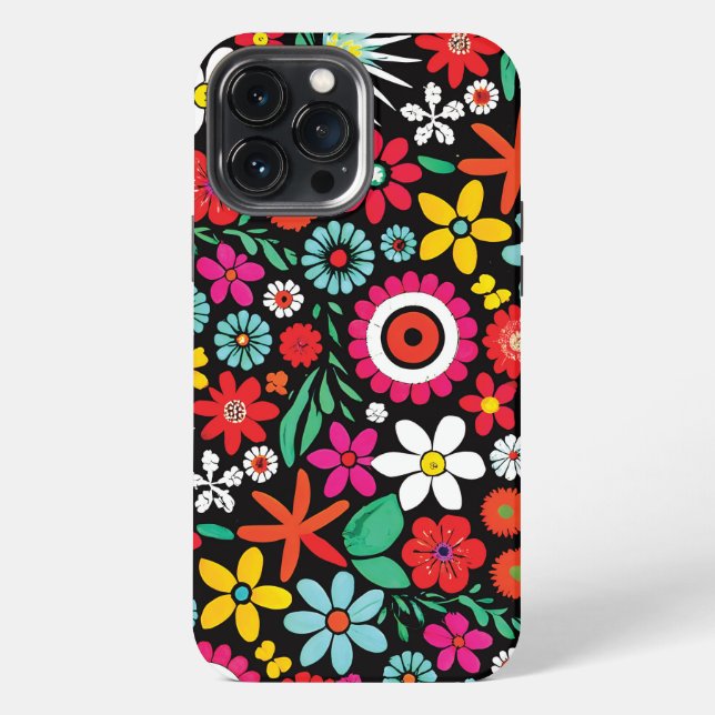 Retro-Frühlingswildblumenmuster iPhone Hülle (Rückseite)