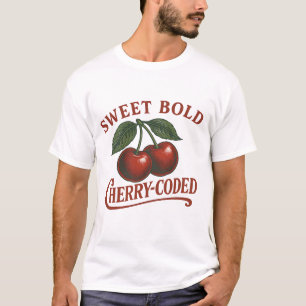 Retro Fruit Sweet Cherry-Coded Graphic T - Shirt