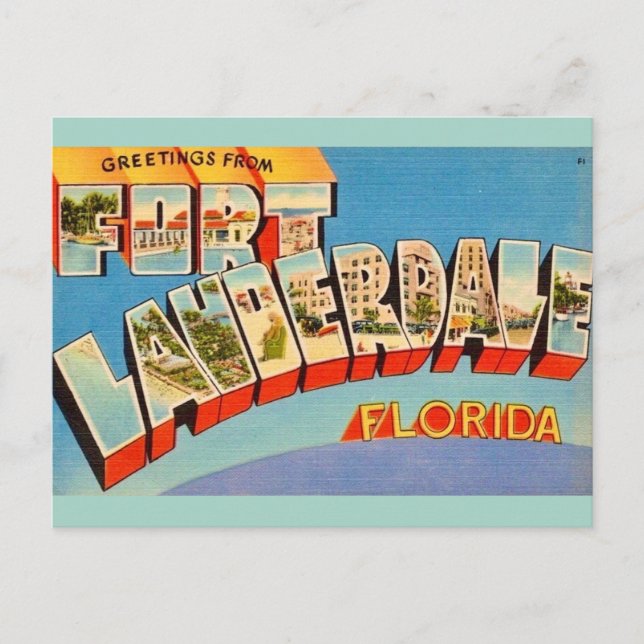 Retro Ft Lauderdale Florida Postkarte (Vorderseite)