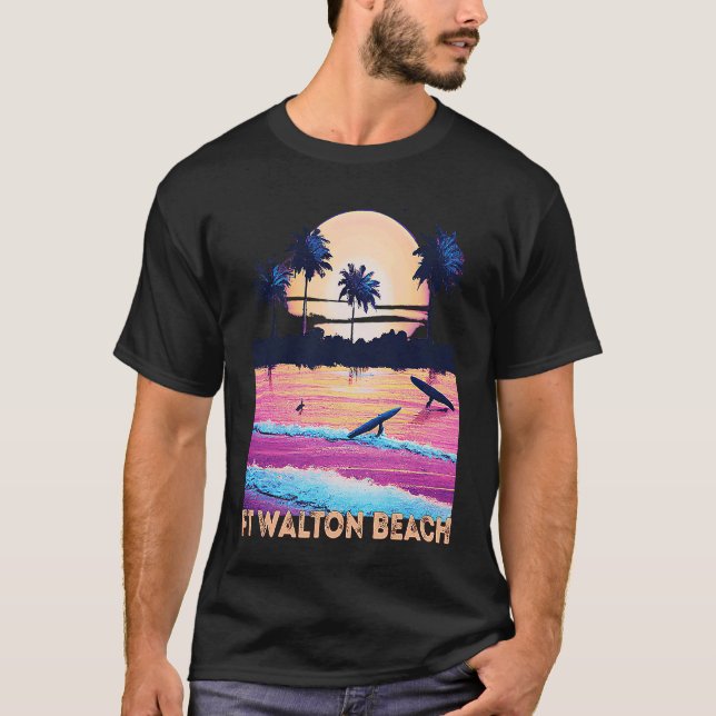 Retro Ft Walton Beach Florida Souvenir Surf T-Shirt (Vorderseite)