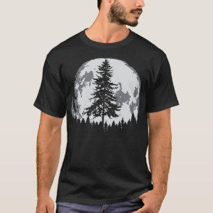 Retro Full Moon Minimalistisch Pine Tree Vintag Gr T-Shirt