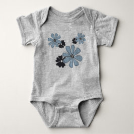 Retro Fun Blue Graphic Blume Baby Strampler