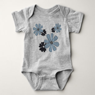 Retro Fun Blue Graphic Blume Baby Strampler