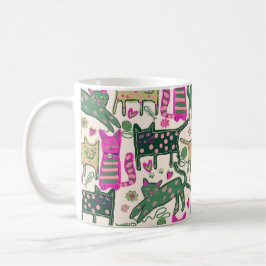 Retro Fun Cat Design Kaffeetasse