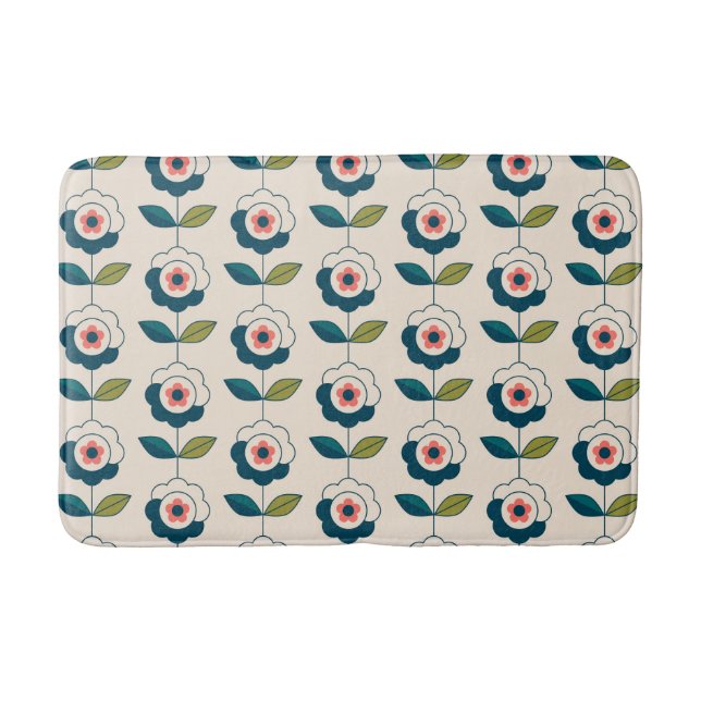 Retro Fun Garden Blume Muster Badematte (Vorderseite)