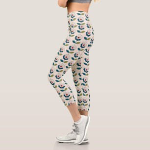 Retro Fun Garden Blume Muster Capri Leggings