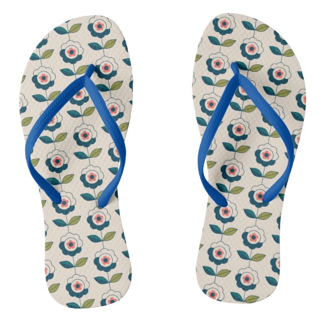 Retro Fun Garden Blume Muster Flip Flops (Fußbett)
