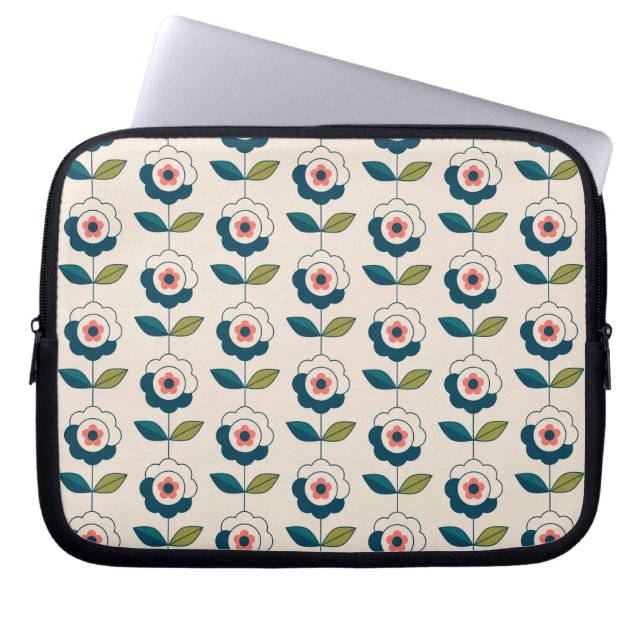Retro Fun Garden Blume Muster Laptopschutzhülle (Vorderseite)