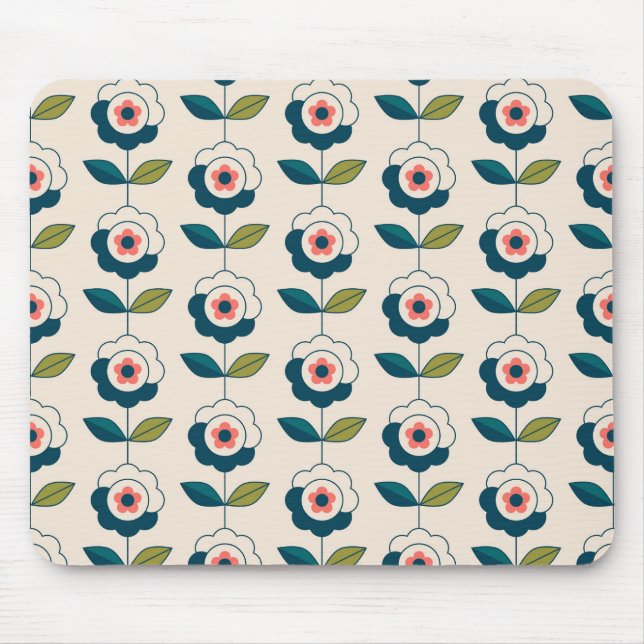 Retro Fun Garden Blume Muster Mousepad (Vorne)