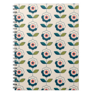 Retro Fun Garden Flower Pattern Notizblock