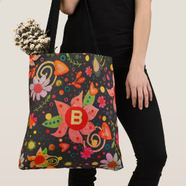 Retro Fun Initial Floral Boho Inspirivity Tasche