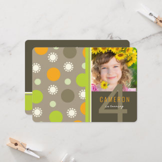Retro Fun Polka Dots Foto Kinderparty Einladung