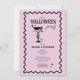 Retro Fun Rosa und Schwarzes Halloween-Party Einladung