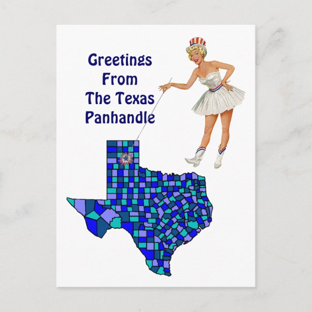 Retro Fun Texas Staat Map Point Postcard Austausch Postkarte (Vorderseite)