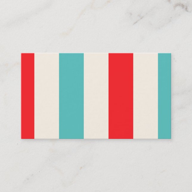 Retro Fun Turquoise and Red Strip Business Card Visitenkarte (Vorderseite)