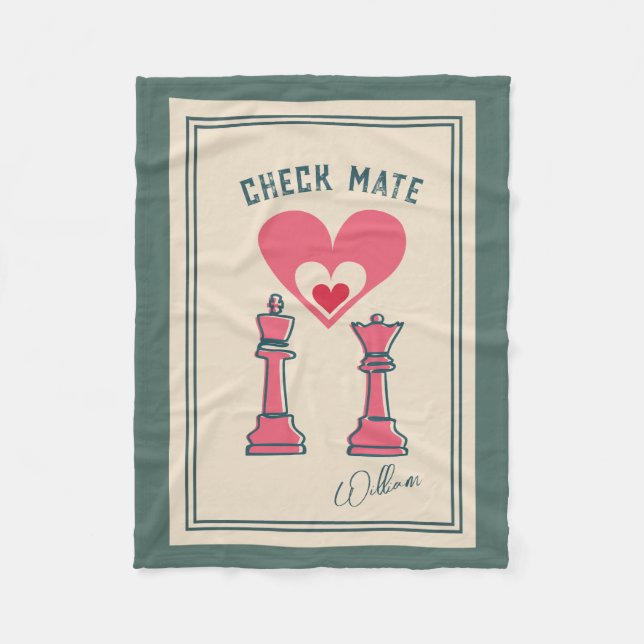 Retro Fun Valentine's Day-Geschenke Checkmate Scha Fleecedecke (Vorderseite)