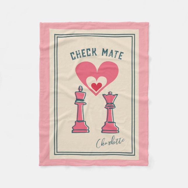 Retro Fun Valentine's Day-Geschenke Checkmate Scha Fleecedecke (Vorderseite)
