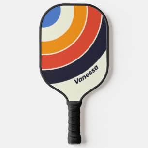 Retro Fünf Kreis Streifen mit Namen Pickleball Schläger