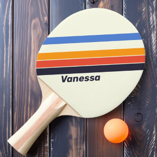 Retro Fünfstreifen mit Namen Tischtennis Schläger