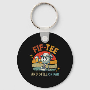 Retro Fünfzig Tee Golf Geburtstagsfeier 50. Geburt Schlüsselanhänger