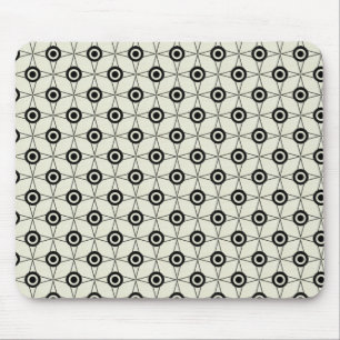 Retro Funk Geometric Mousepad, Black and Ivory Mousepad