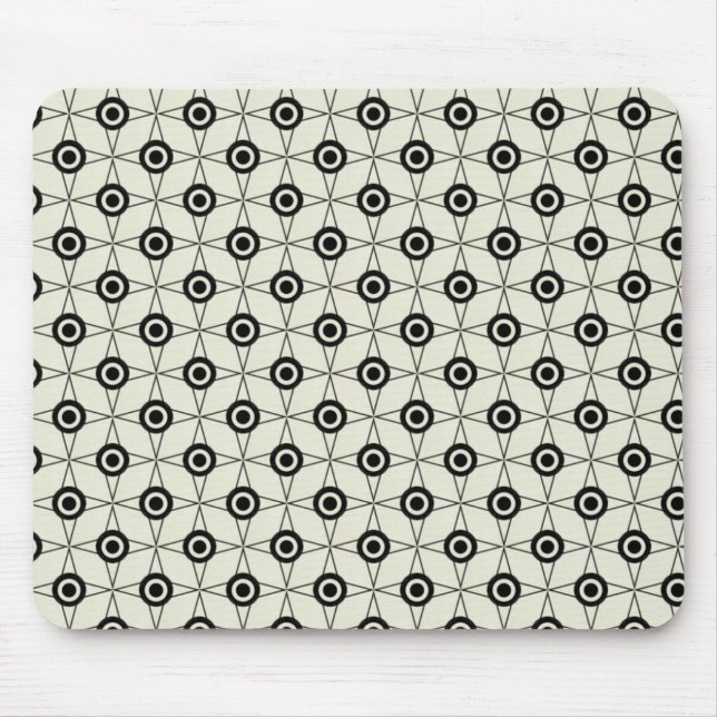 Retro Funk Geometric Mousepad, Black and Ivory Mousepad (Vorne)