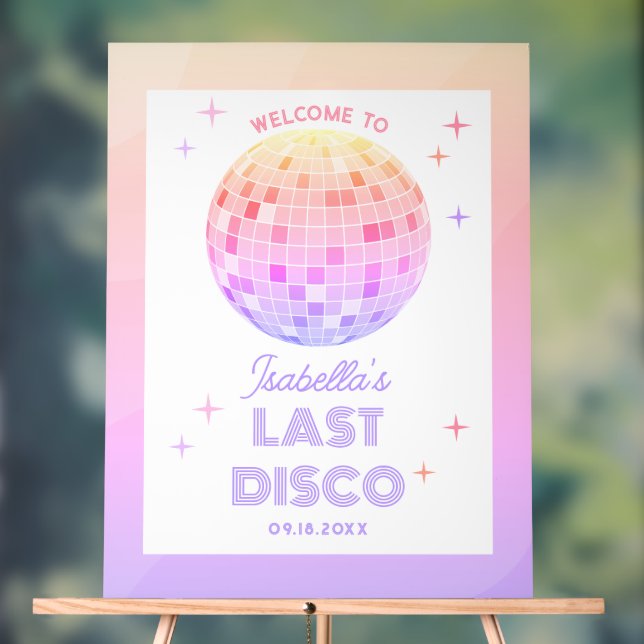 Retro Funky 70er Pink Disco Bachelorette - Herzlic Acrylschild (Neutral)