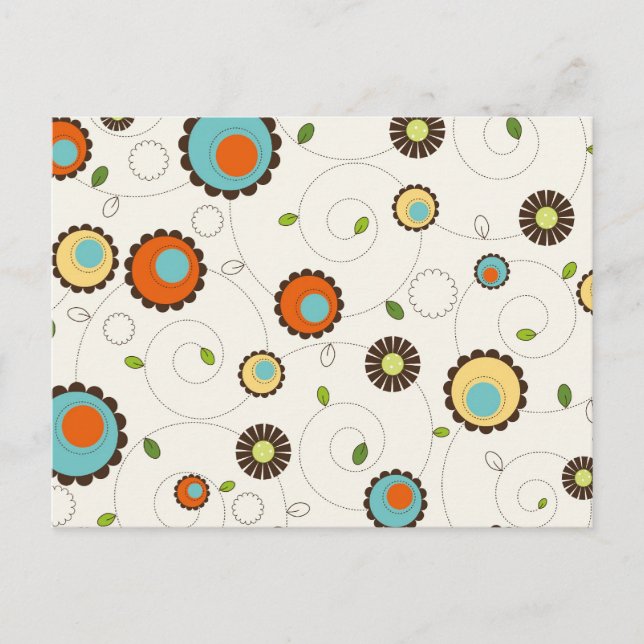 Retro Funky 70s Pattern Postkarte (Vorderseite)