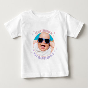 Retro Funky 90s Disco Ball Happy Birthday Foto Baby T-shirt