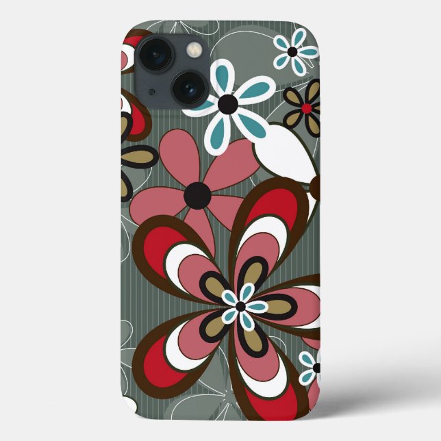 Retro Funky Art Abstract Flower Power Phone Case (Rückseite)