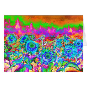 Retro funky Blue Sunflores