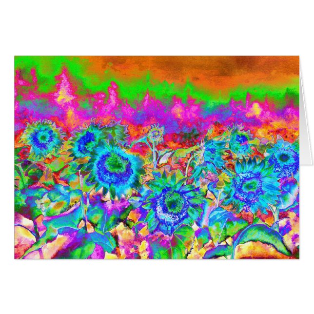 Retro funky Blue Sunflores (Vorderseite (Horizontal))