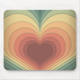 Retro Funky Colorful Heart Mousepad