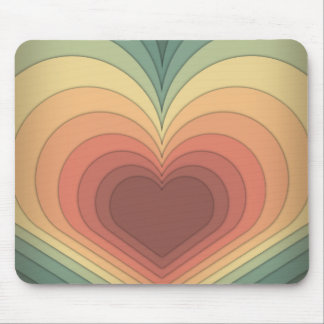 Retro Funky Colorful Heart Mousepad