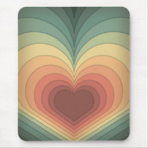Retro Funky Colorful Heart Mousepad