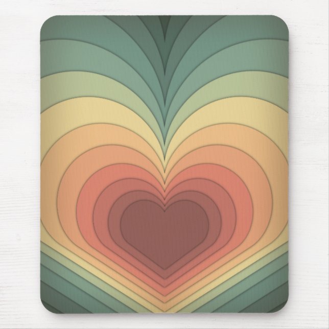 Retro Funky Colorful Heart Mousepad (Vorne)