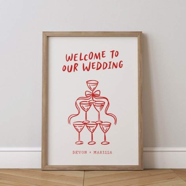 Retro Funky Fun Illustriert Wedding Begrüßungszeic Poster (Von Creator hochgeladen)