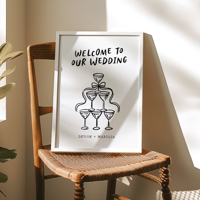 Retro Funky Fun Illustriert Wedding Begrüßungszeic Poster (Von Creator hochgeladen)