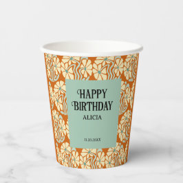 Retro Funky Groovy Boho Botanischer Geburtstag Pappbecher