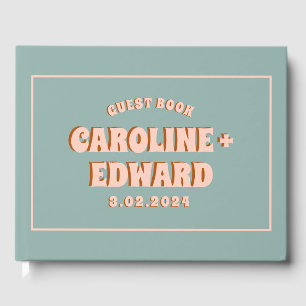 Retro Funky Groovy Colorful Pink Wedding Gästebuch