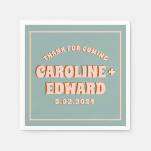 Retro Funky Groovy Colorful Pink Wedding Serviette