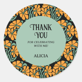 Retro Funky Groovy Daisy Birthday Can Cooler Runder Aufkleber